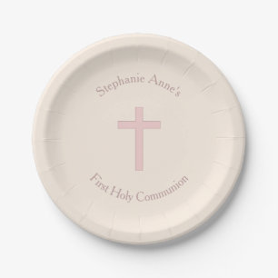Communepastel Pink Cross Papieren Bordje