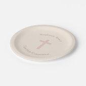 Communepastel Pink Cross Papieren Bordje (Gekanteld)