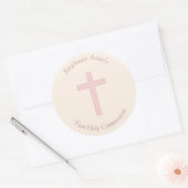Communepastel Pink Cross Ronde Sticker (Envelop)