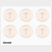 Communepastel Pink Cross Ronde Sticker (Vel)