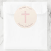 Communepastel Pink Cross Ronde Sticker (Tas)