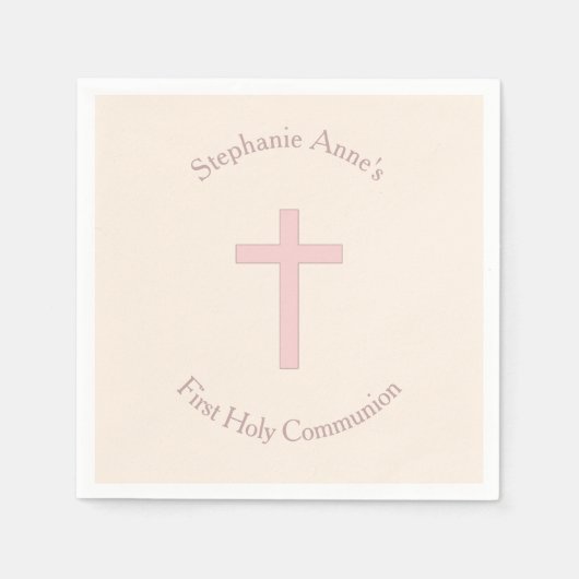 Communepastel Pink Cross Servet (Voorkant)