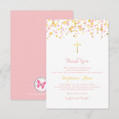 Communeroze en goudConfetti Bedankkaart (Voorkant / Achterkant)