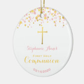 Communeroze en goudConfetti Keramisch Ornament (Links)