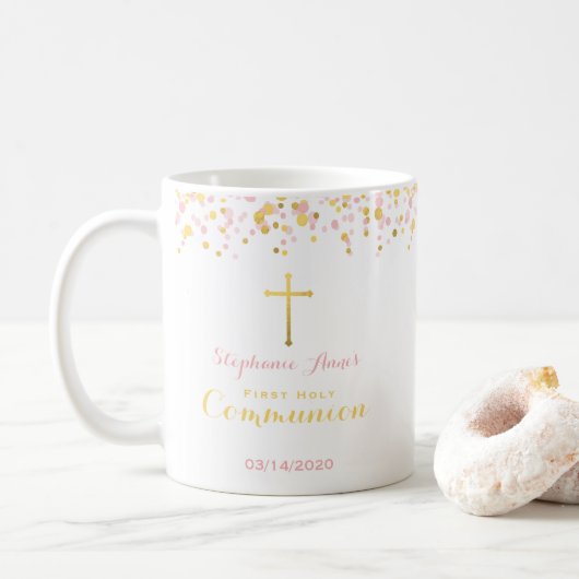 Communeroze en goudConfetti Koffiemok (Met donut)