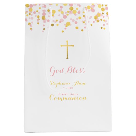 Communeroze en goudConfetti Medium Cadeauzakje (Voorkant)