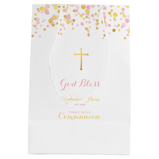 Communeroze en goudConfetti Medium Cadeauzakje (Achterkant)