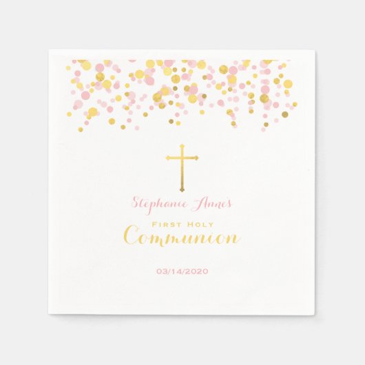 Communeroze en goudConfetti Servetten (Voorkant)