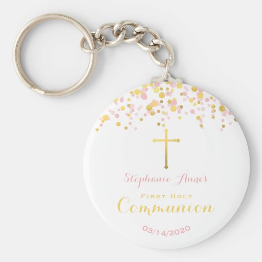 Communeroze en goudConfetti Sleutelhanger (Voorkant)