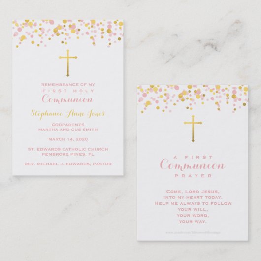 Communeroze en goudConfetti Visitekaartje (Voorkant / Achterkant)