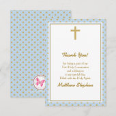 Communiblauw met goudpokkendots kaart (Voorkant / Achterkant)