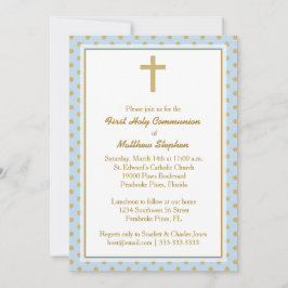 Communiblauw met goudpokkendots kaart