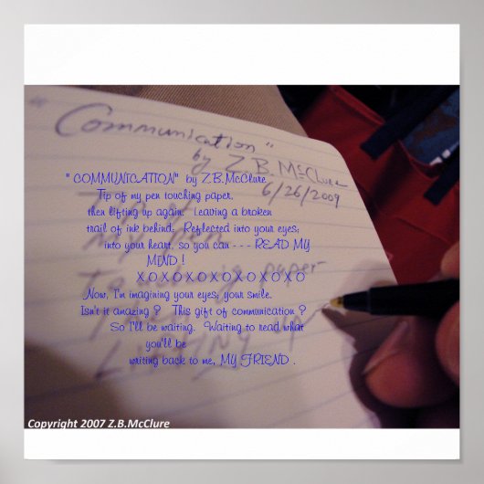 "COMMUNICATIE"-gedicht van Z.B.McClure Poster (Voorkant)