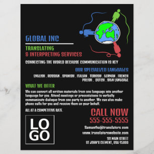 Communicatie-Logo, vertaler en tolk Flyer