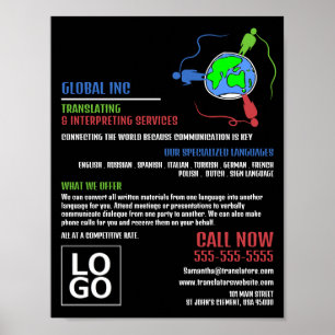 Communicatie-Logo, vertaler en tolk Poster