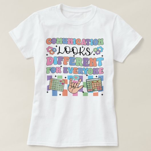 Communicatie ziet er voor iedereen anders uit t-shirt (Design voorkant)