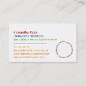 Communicatieontwerp, vertaler en tolk visitekaartje (Achterkant)