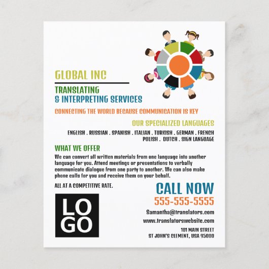 Communicatiewiel, vertaler en tolk flyer (Voorkant)