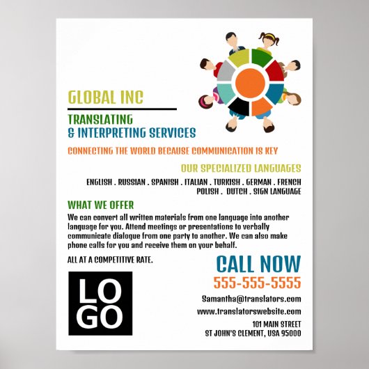 Communicatiewiel, vertaler en tolk poster (Voorkant)