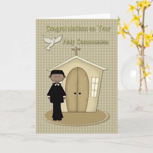 Communie Afro-Amerikaanse jongen Kaart (Gele Bloem)