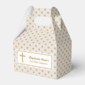 Communie Beige met gouden stippen Bedankdoosjes (Voorkant Zijde)