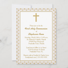 Communie Beige met gouden stippen Kaart