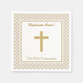 Communie Beige met gouden stippen Servet