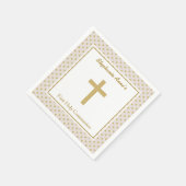 Communie Beige met gouden stippen Servet (Hoek)