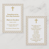 Communie Beige met gouden stippen Visitekaartje (Voorkant / Achterkant)
