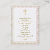 Communie Beige met gouden stippen Visitekaartje (Achterkant)