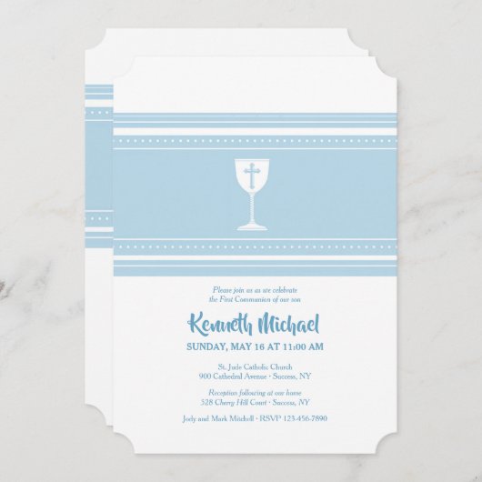 Communie-beker blauw kaart (Voorkant / Achterkant)