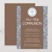 Communie Blauwe Bladeren Kaart (Voorkant / Achterkant)