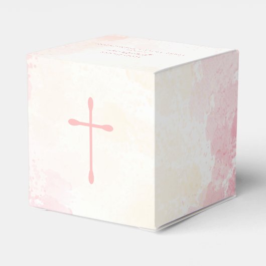 Communie Bloemen Roze Waterverven Bedankdoosjes (Achterkant)