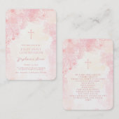 Communie Bloemen Roze Waterverven Gebed Kaarten Visitekaartje (Voorkant / Achterkant)