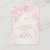 Communie Bloemen Roze Waterverven Gebed Kaarten Visitekaartje (Achterkant)