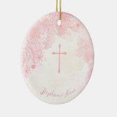 Communie Bloemen Roze Waterverven Keramisch Ornament (Rechts)