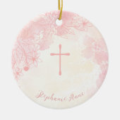 Communie Bloemen Roze Waterverven Keramisch Ornament (Voorkant)