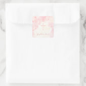Communie Bloemen Roze Waterverven Vierkante Sticker (Tas)