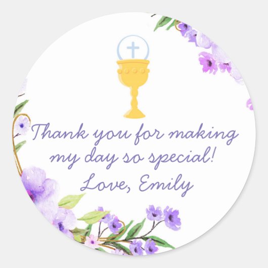 Communie Bloemen Waterverf Gift Favoriet Label (Voorkant)