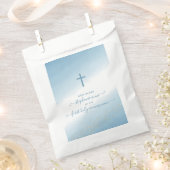 Communie Cross Blue Waterverf Favor Bag Bedankzakje (Geknipt)