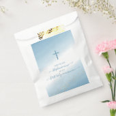 Communie Cross Blue Waterverf Favor Bag Bedankzakje (Gezegeld)