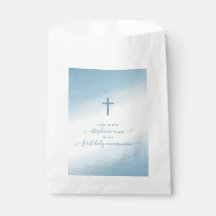 Communie Cross Blue Waterverf Favor Bag