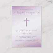 Communie Cross Lavendel Waterverf Visitekaartje (Voorkant)