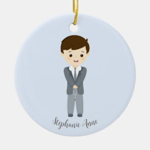 Communie Dove Boy Keramisch Ornament