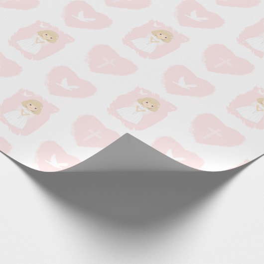 communie duif blond meisje cadeaupapier (Hoek)