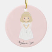 communie duif blond meisje keramisch ornament (Voorkant)