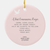 communie duif blond meisje keramisch ornament (Achterkant)