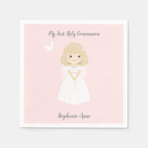 communie duif blond meisje servet