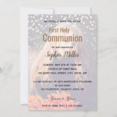 Communie Foto Elegante Goud Typografie Uitnodiging (Achterkant)