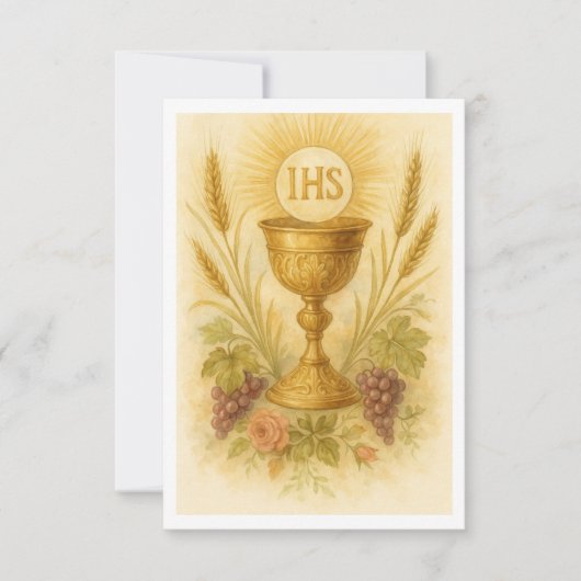 Communie Gebed Kelk met Tarwe Druiven Aankondiging (Voorkant)